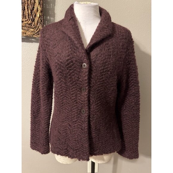 Cypress Grove Sweater S Small Maroon Wine Crew Neck Mohair Jacket - Picture 4 of 11